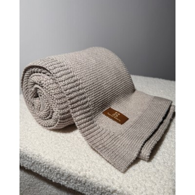 Kocyk z wełny merino - Beżowy